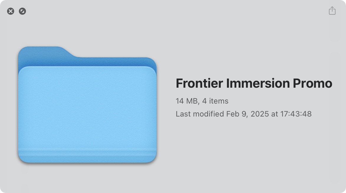 Frontier Immersion Promotional Advergame Technical Preview Build Size